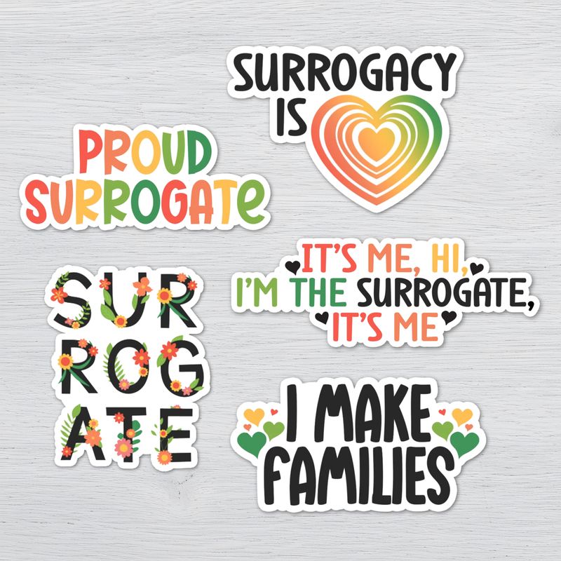 Surrogacy Sticker 5 Pack | Proud Surrogate Stickers | Surrogacy Awareness Waterproof Vinyl Decals Surrogacy awareness waterproof vinyl stickers featuring proud surrogate quotes and colorful advocacy designs.