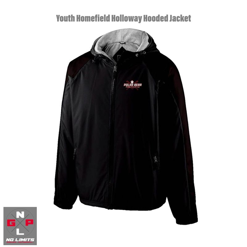 POLAR BEAR FAST PITCH HOLLOWAY YOUTH HOMEFIELD BLACK/RED   HOODED JACKET
