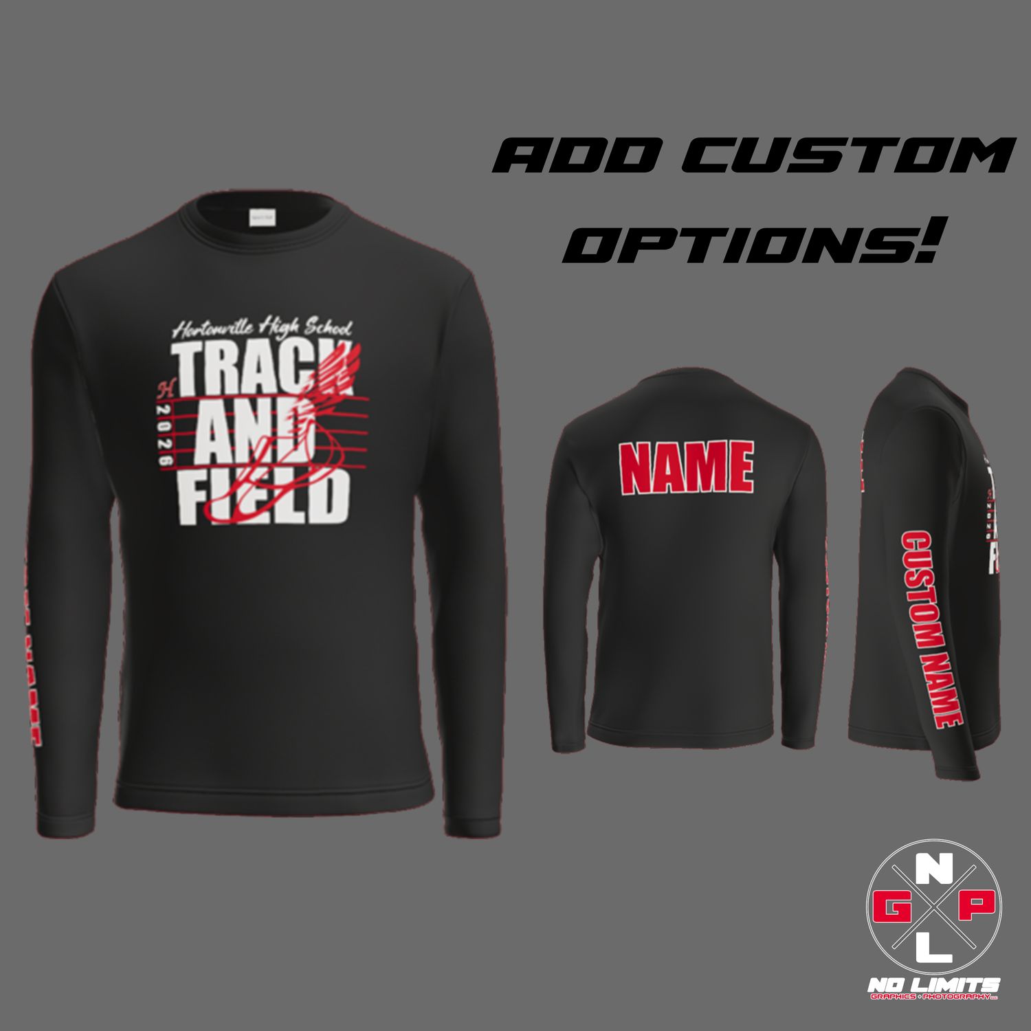 HHS Track and Field Flying Shoe Poly Long Sleeve