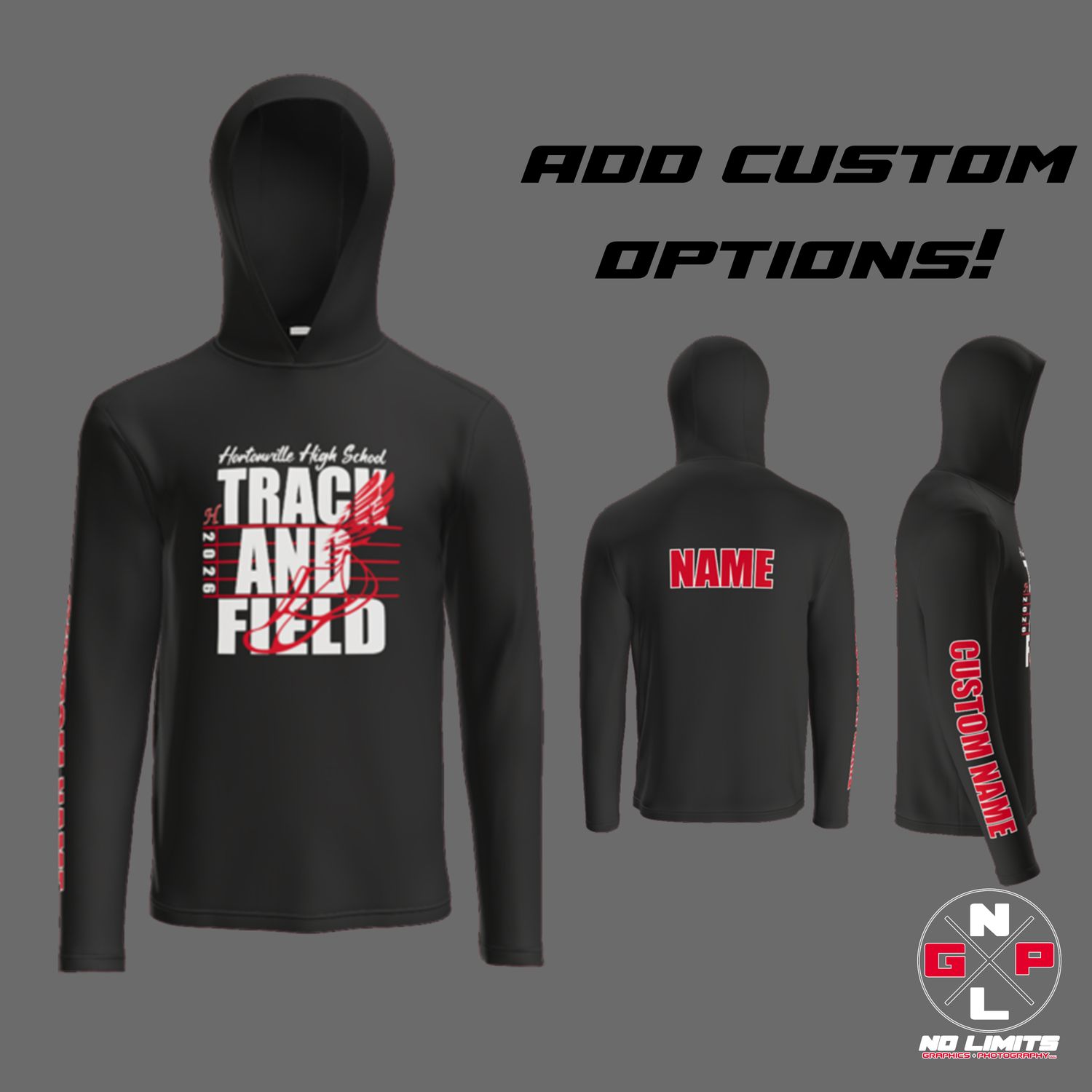 HHS Track and Field Flying Shoe Poly Hooded Pull Over