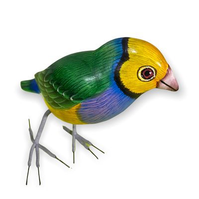Wooden Hand-painted Yellow Finch Bird Figurine Decoration