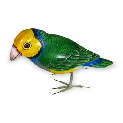 Wooden Hand-painted Yellow Finch Bird Figurine Decoration