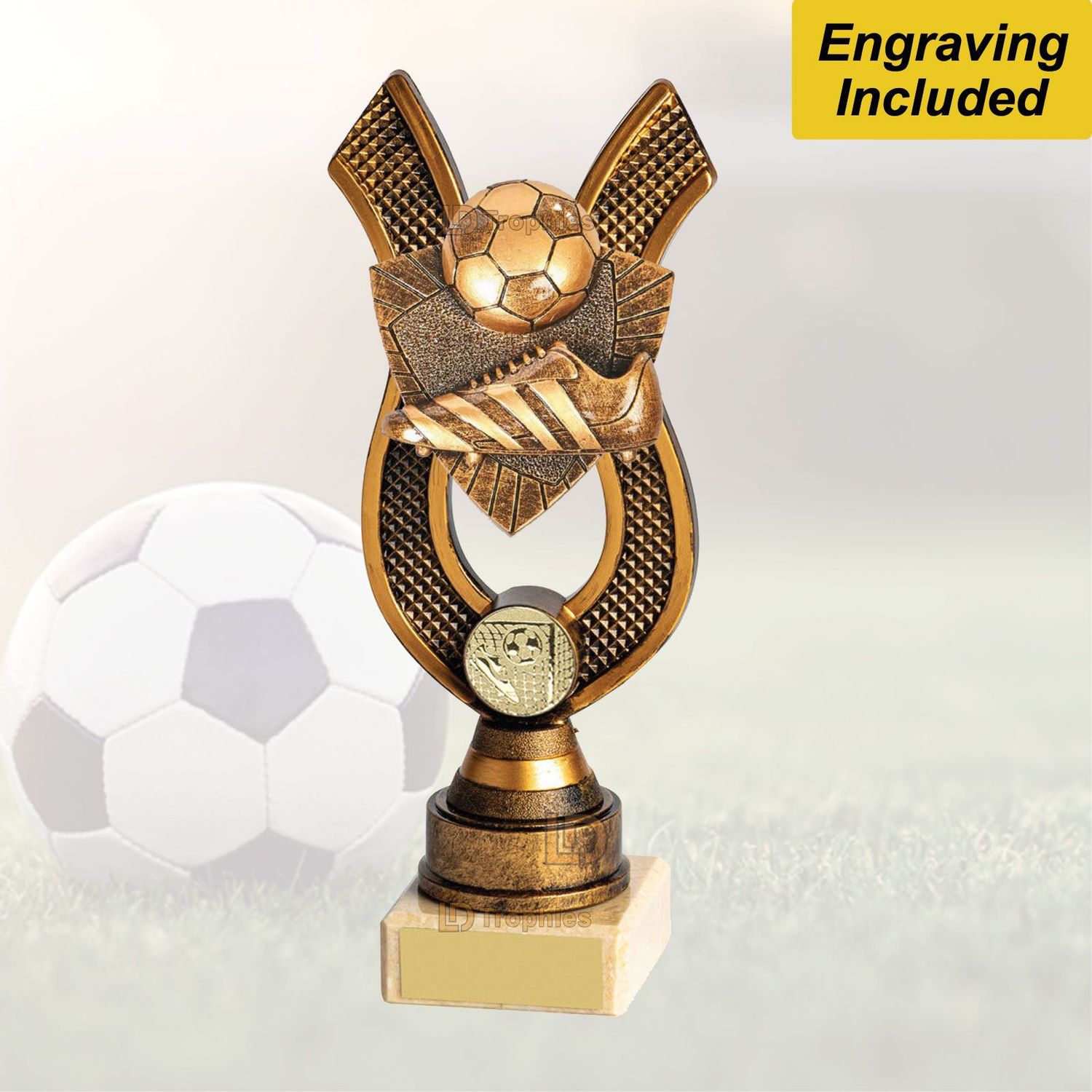 Football Trophies - Ribbon Range - Gold
