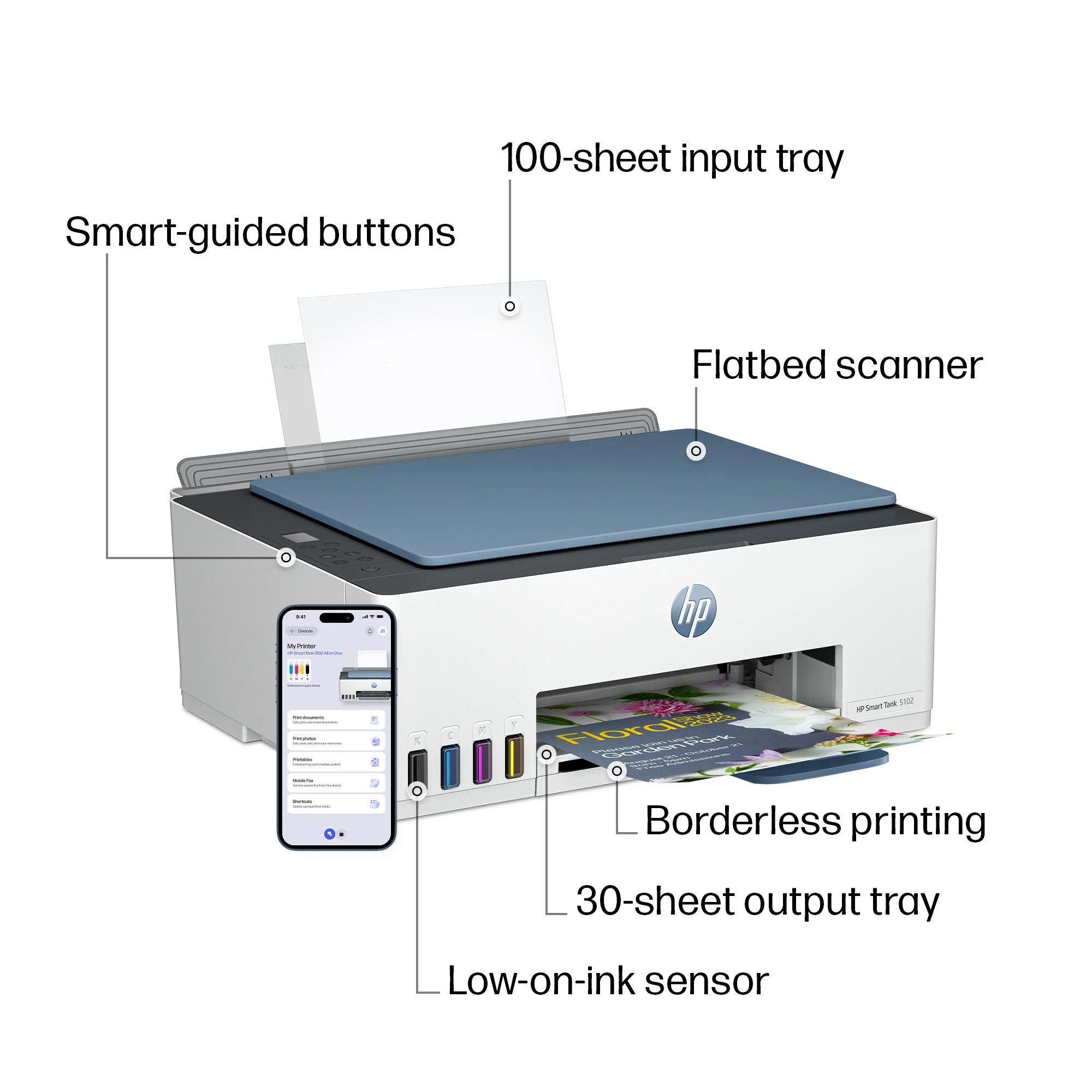 HP Smart Tank 5102 Wireless All-in-One Ink Tank Printer view 2