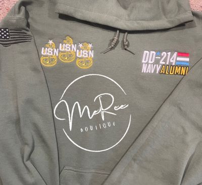 DD214 Navy Alumni Hoodie or Sweatshirt | Navy Veteran Apparel | Navy Chief Tri-Anchors Optional | Embroidered Military Veteran Gift | US Navy Pride **Ships in 5-6 business days after ordered.