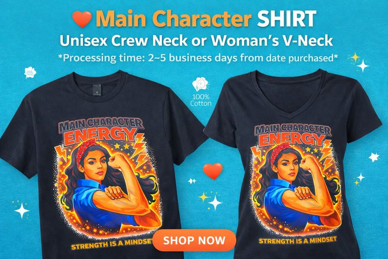 MAIN CHARACTER (Unisex Crew Neck or Woman's V-Neck) *Processing time: 2–5 business days from date purchased*