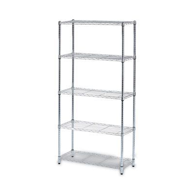 Alera® Residential Wire Shelving, Five-Shelf, 36w x 14d x 72h, Silver