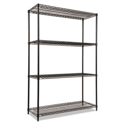 Alera® NSF Certified Industrial Four-Shelf Wire Shelving Kit, 48w x 18d x 72h, Black