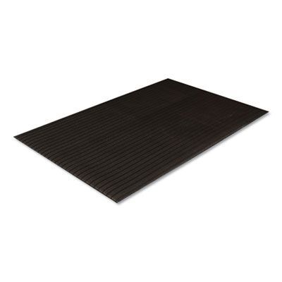 Crown Ribbed Vinyl Anti-Fatigue Mat, Rectangular, Black Ribbed Surface, 36