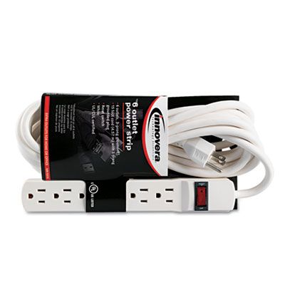 Innovera® Power Strip, 6 Outlets, 15 ft Cord, Ivory