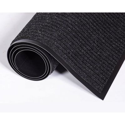 Crown Needle-Rib Wiper/Scraper Mat, Rectangular, Charcoal Gray Ribbed Surface, 36