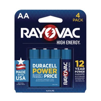 Rayovac® High Energy Premium Alkaline AA Batteries, 4/Pack