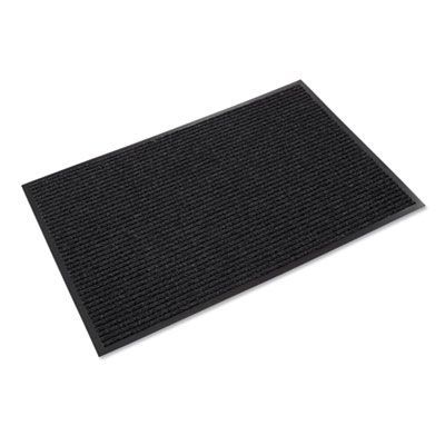 Crown Needle-Rib Wiper/Scraper Mat, Rectangular, Charcoal Gray Ribbed Surface, 36