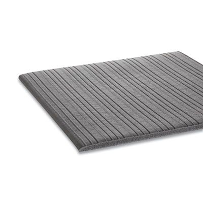 Crown Ribbed Vinyl Anti-Fatigue Mat, Rectangular, Gray Ribbed Surface, 24