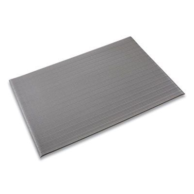 Crown Ribbed Vinyl Anti-Fatigue Mat, Rectangular, Gray Ribbed Surface, 24
