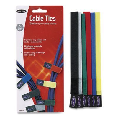 Belkin® Multicolored Cable Ties, 6/Pack