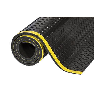 Crown Industrial Deck Plate Anti-Fatigue Mat, Rectangular, Black/Yellow Raised Diamond Surface, 24