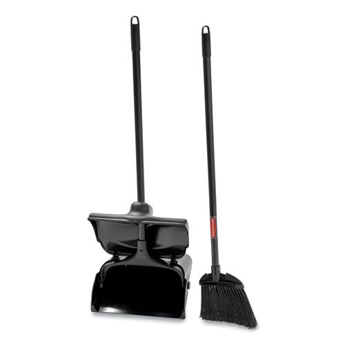Lobby Pro Upright Dustpan, with Cover, 12.5 x 37, Plastic/Metal, Black