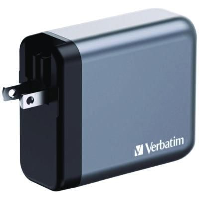 Verbatim® 140 W 4-Port GaN Wall Charger, Black/Gray