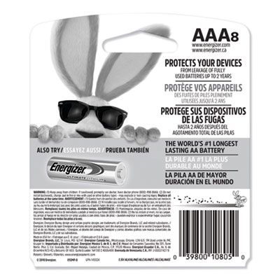 Energizer® MAX Alkaline AAA Batteries, 1.5 V, 8/Pack