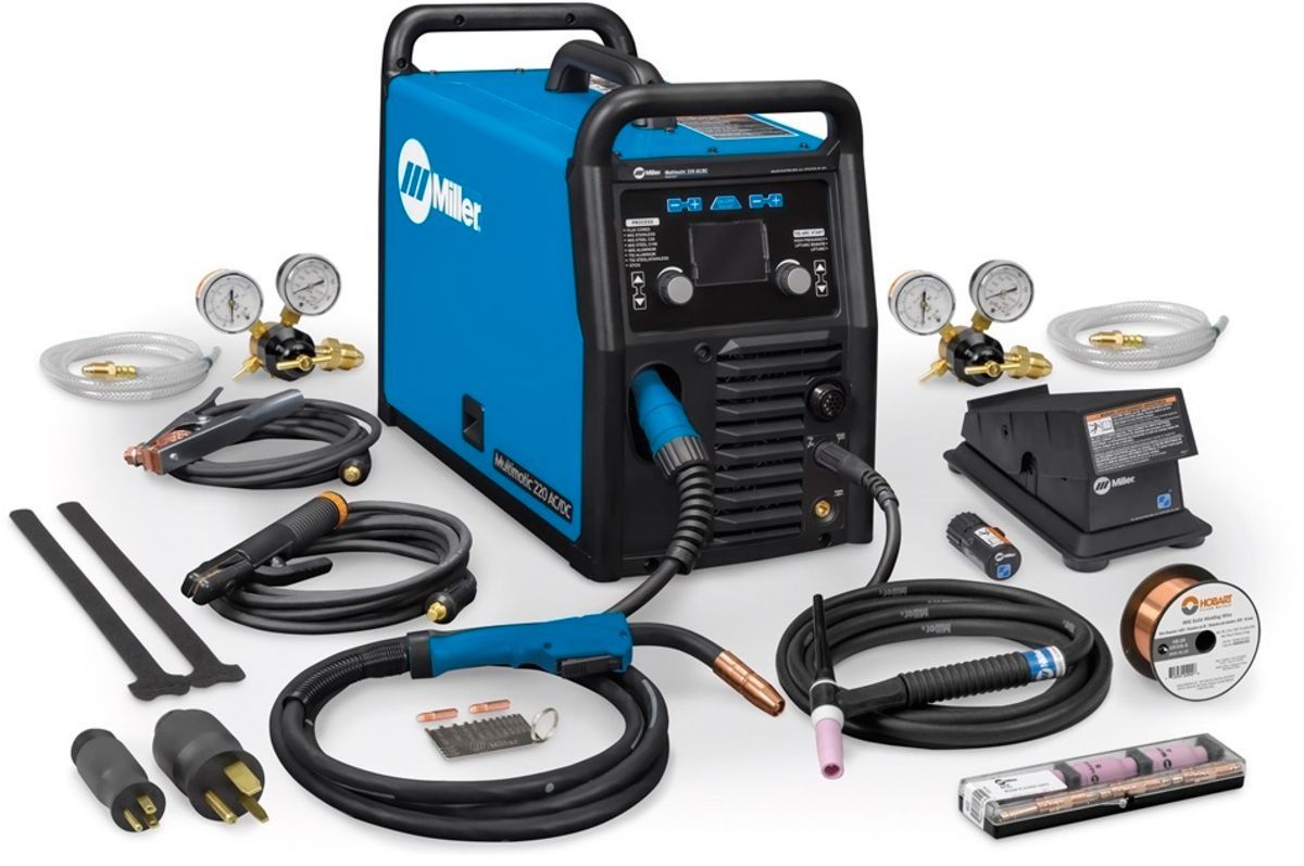 Miller® Multimatic® 220 Single Phase AC/DC Multi-Process Welder With 110 - 240 Input Voltage, Auto-Set™ Elite Technology, QuickTech™ Process Settings, Wireless Foot Control And Accessory Package
