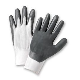 PIP Global Safety® Medium G-Tek® 13 Gauge Gray Smooth Nitrile Palm And Finger Coated Work Gloves With Polyester Liner And Knit Wrist
