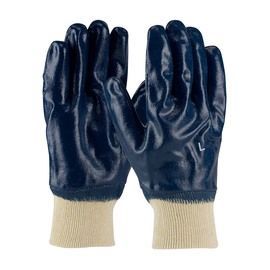 PIP Global Safety® Medium ArmorTuff® Standard Blue Smooth Nitrile Full Coated Work Gloves With Cotton Liner And Knit Wrist