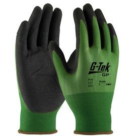 PIP Global Safety® Medium G-Tek® 18 Gauge Black Nitrile Palm And Finger Coated Work Gloves With Nylon Liner And Knit Wrist