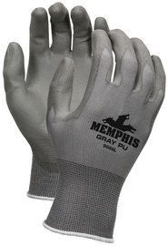 MCR Safety® Medium NXG 13 Gauge Gray Polyurethane Palm And Fingertip Coated Work Gloves With Nylon Liner And Knit Wrist