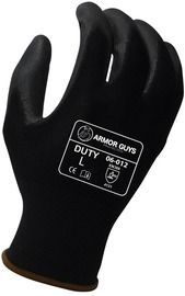 Armor Guys Large 13 Gauge Black Polyurethane Palm Coated Work Gloves With Black Nylon Liner And Knit Wrist