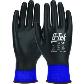 PIP Global Safety® Medium G-Tek® VR-X™ 18 Gauge Black Foam Polyurethane Full Coated Work Gloves With Nylon Liner And Knit Wrist