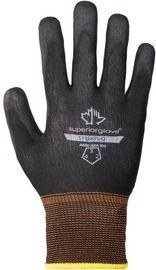 Superior Glove® Size 10 KnitActiv™ S13BKPUQ Solvent Based Polyurethane Palm Coated Work Gloves With Nylon Liner, Knit Wrist And Straight Thumb