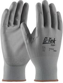 PIP Global Safety® 3X G-Tek® 13 Gauge Gray Flat Polyurethane Palm And Finger Coated Work Gloves With Nylon Liner And Knit Wrist