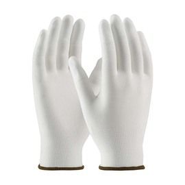 PIP Global Safety® Small CleanTeam® 13 Gauge White Smooth Polyurethane Fingertip Coated Work Gloves With Nylon Liner And Knit Wrist