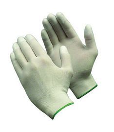 PIP Global Safety® Medium CleanTeam® 13 Gauge White Smooth Polyurethane Fingertip Coated Work Gloves With Nylon Liner And Knit Wrist