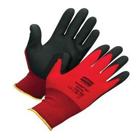 PIP Global Safety® Size 10 NorthFlex Red™ NF11 15 Gauge Black Foam PVC Palm And Finger Coated Work Gloves With Nylon Liner And Knit Wrist