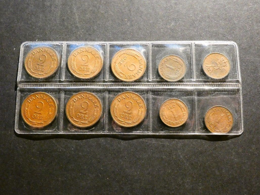 Denmark, set of 1 and 2 Øre, 1960-1966, not released to circulation.