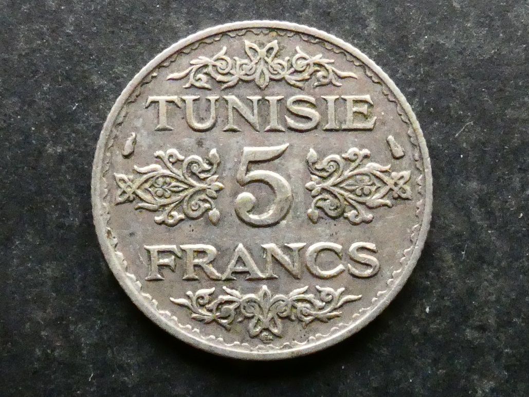 Tunisia, 5 Francs, 1935