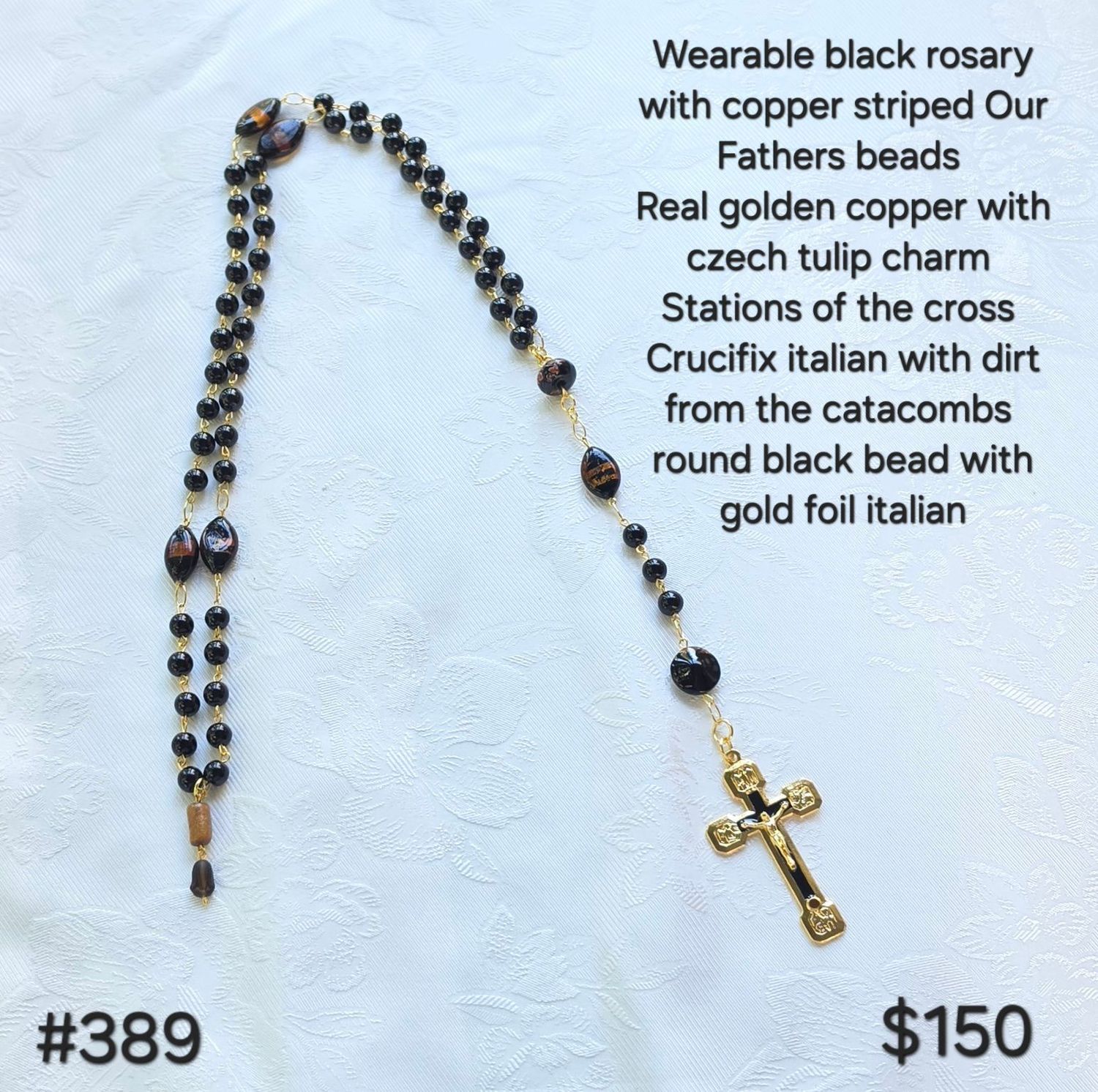 Wearable Black Rosary