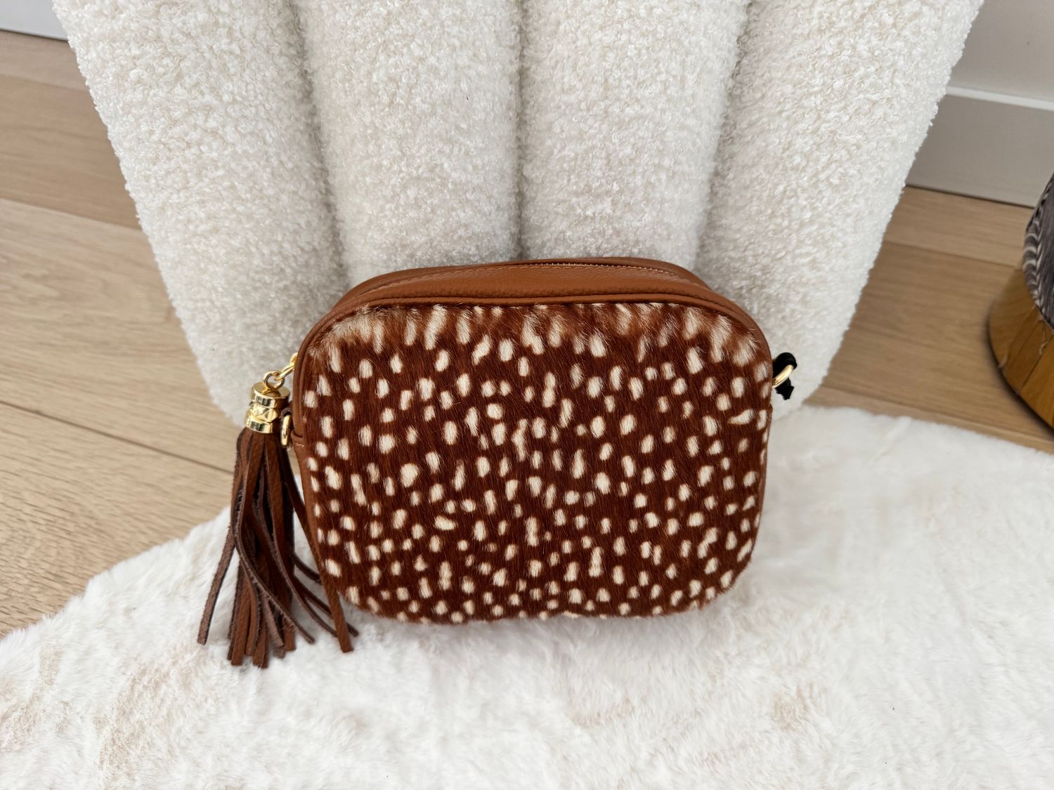 Handtas cognac met unieke look