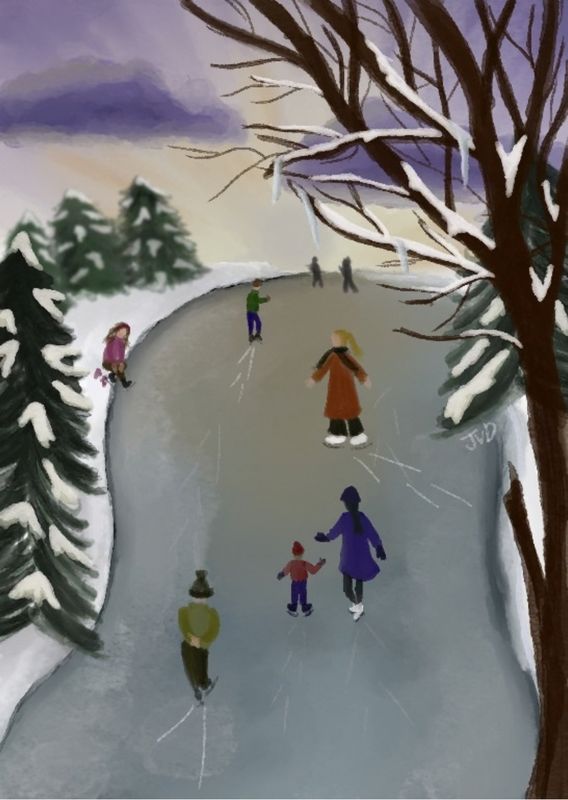 Kerstkaartje | schaatsers