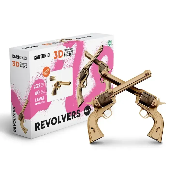 Cartonic Revolvers — 3D Cardboard Puzzle Model (2-Piece Set)