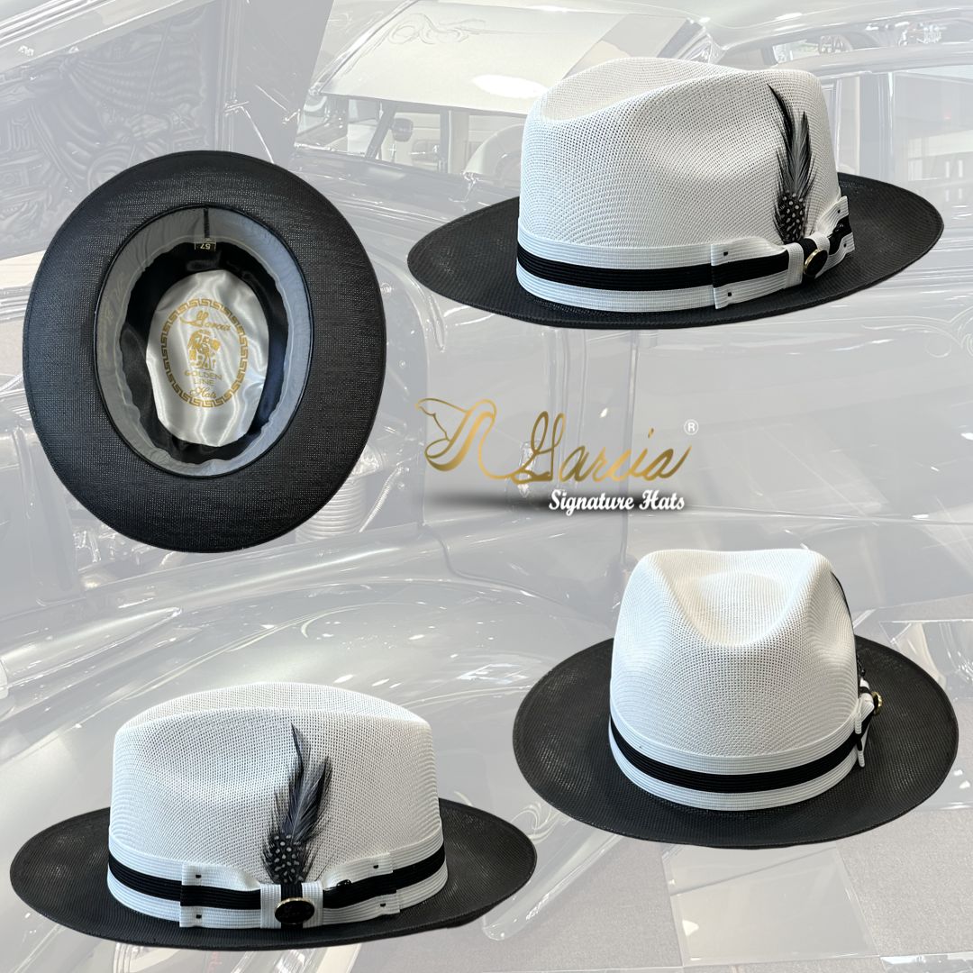 Two Tone White and Black Viejo Fedora Golden Line Edition
