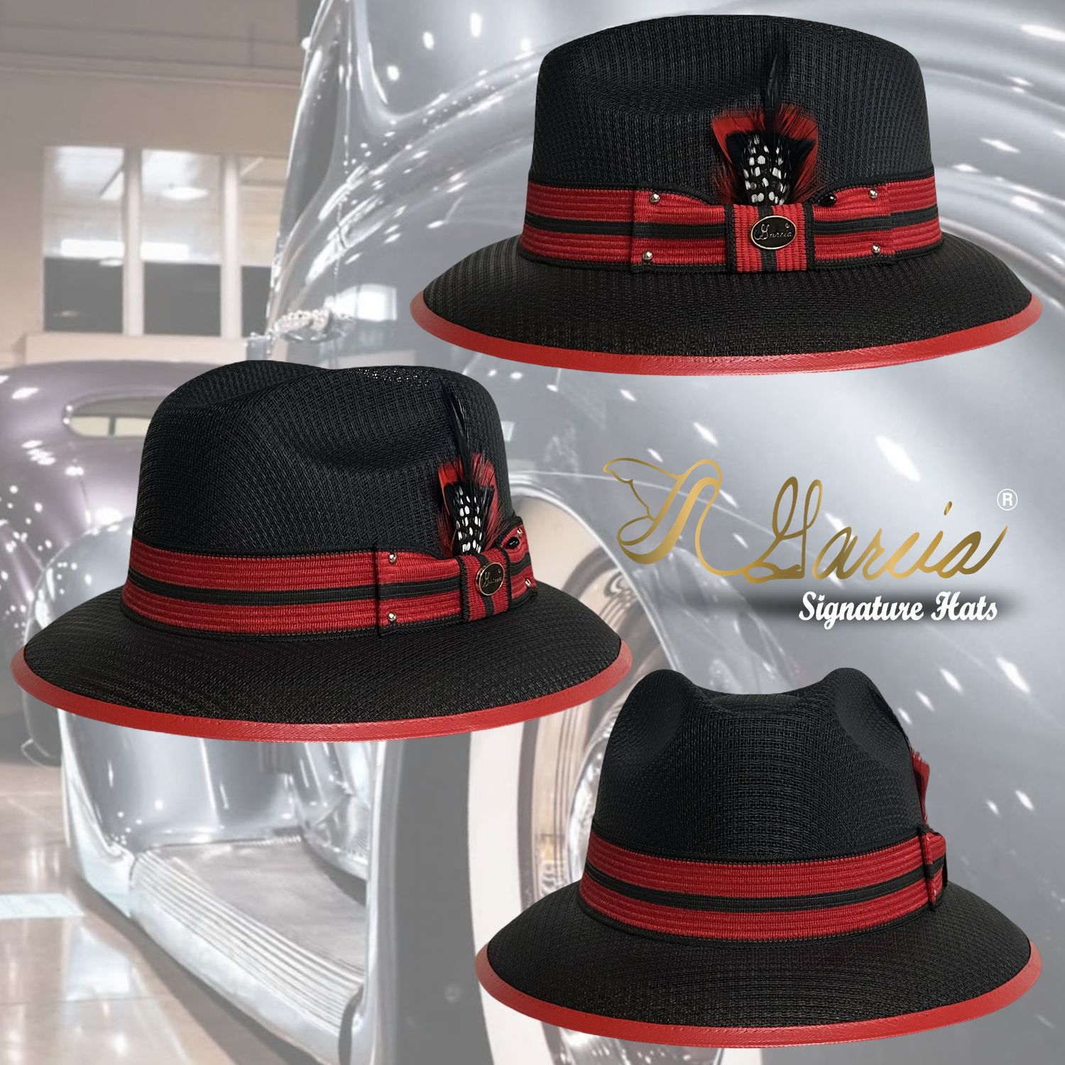 Two Tone Back and Red Custom Viejo Fedora Classic Edition