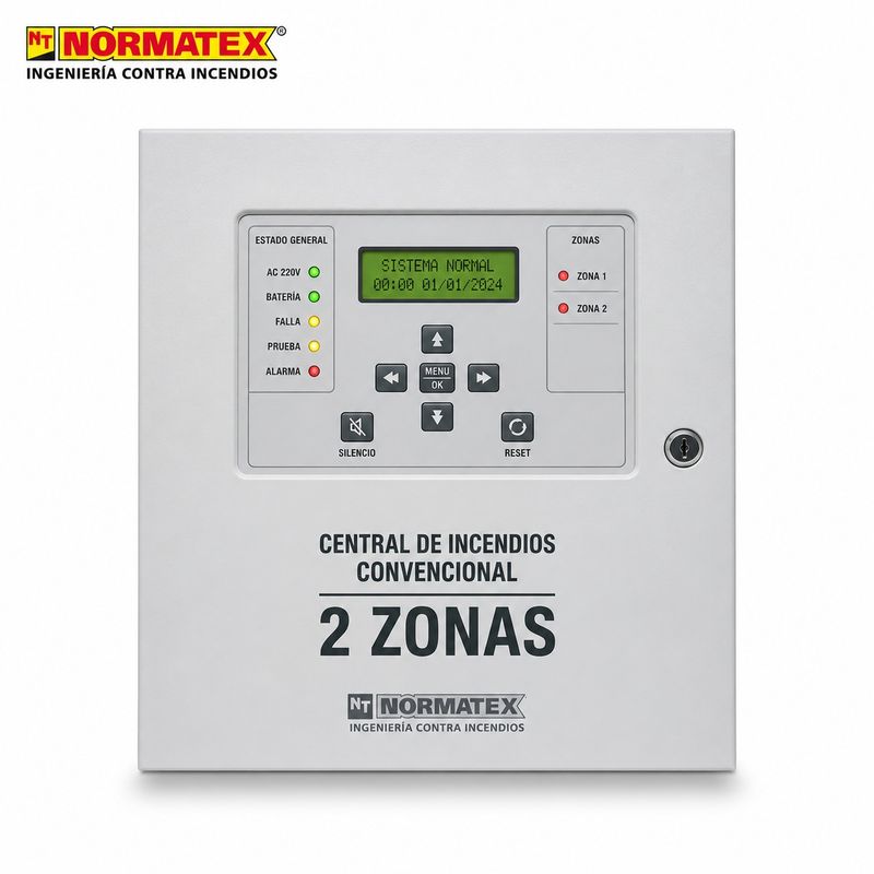 Central de incendios convencional de 2 zonas