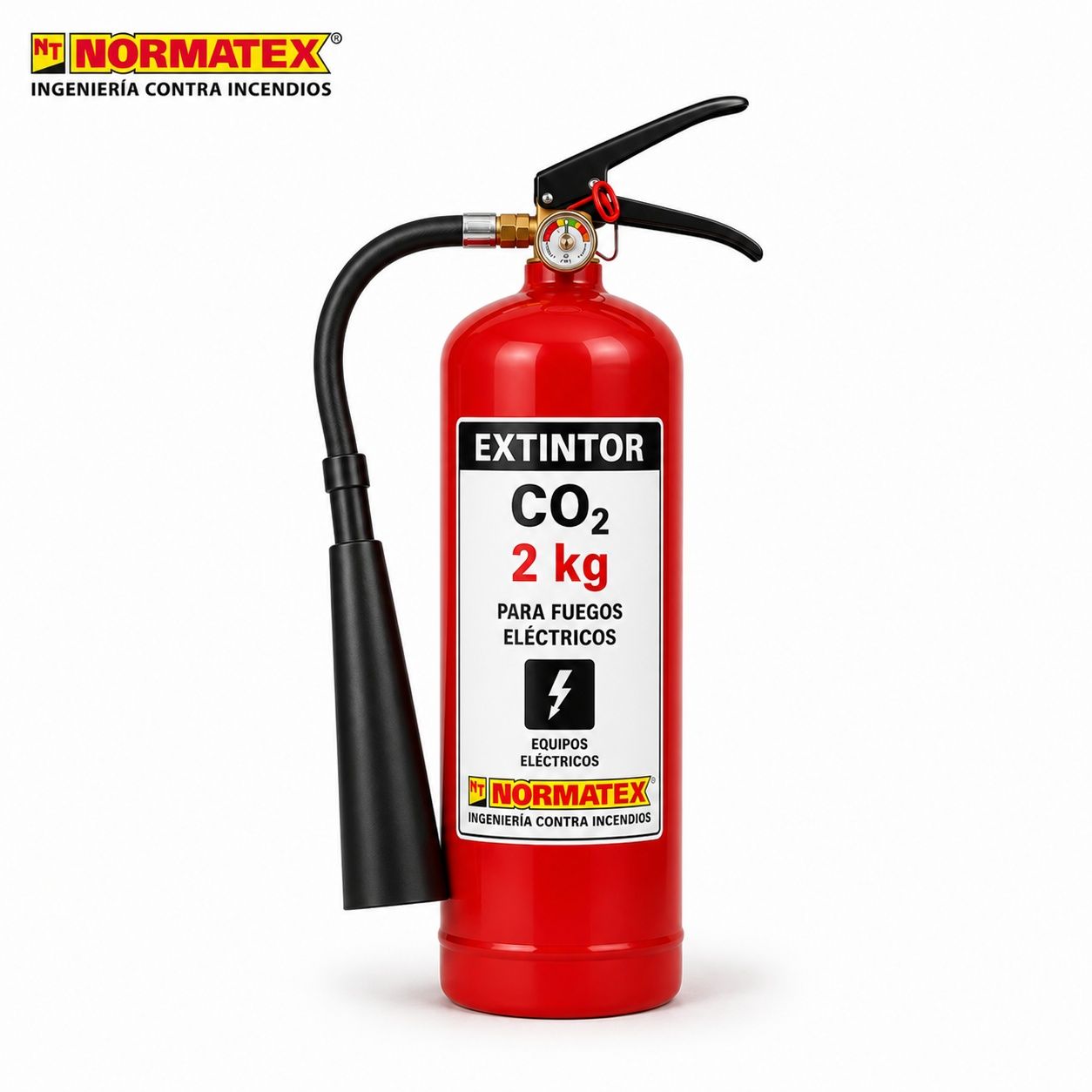 Extintor de CO₂ de 2 kg para fuegos eléctricos