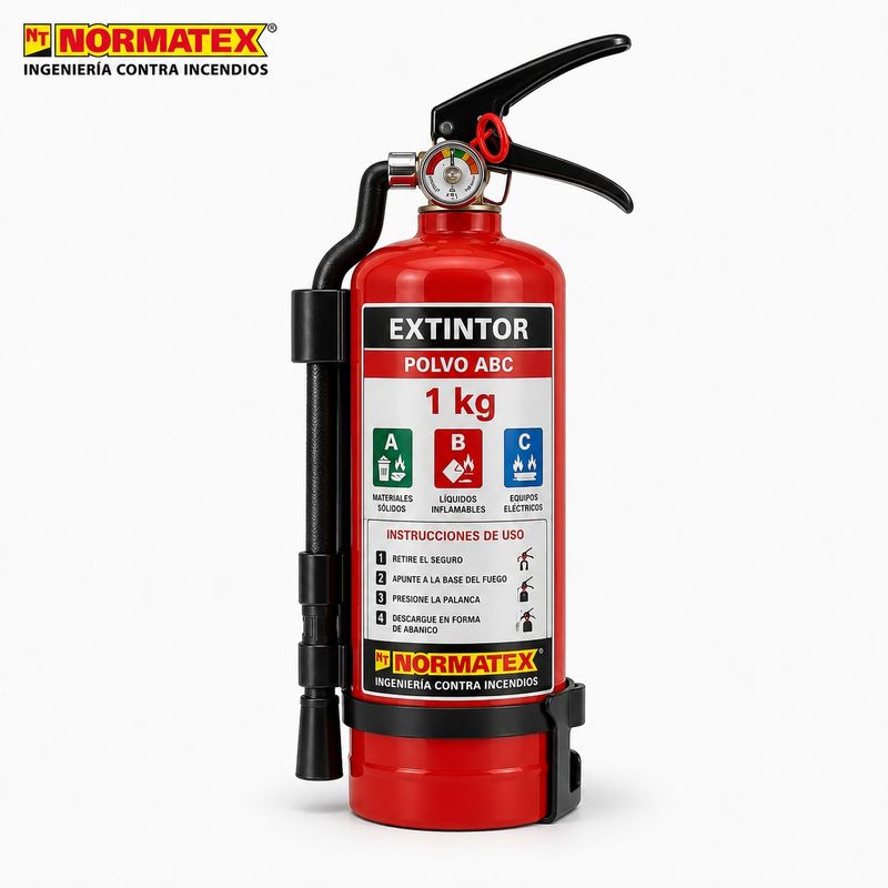 Extintor homologado para coche de 1 kg polvo ABC