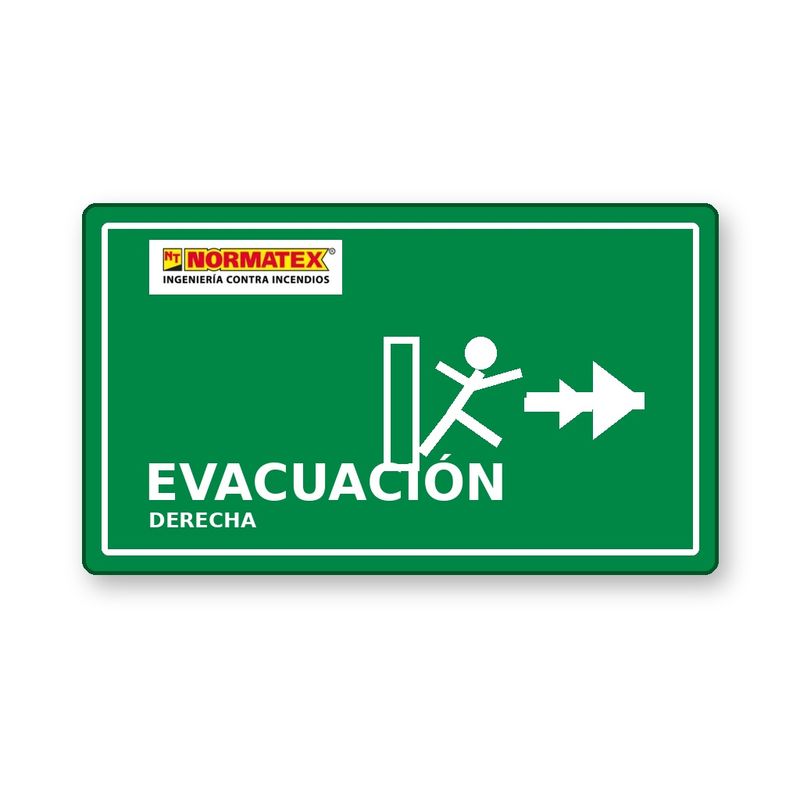 Flecha de evacuación derecha fotoluminiscente