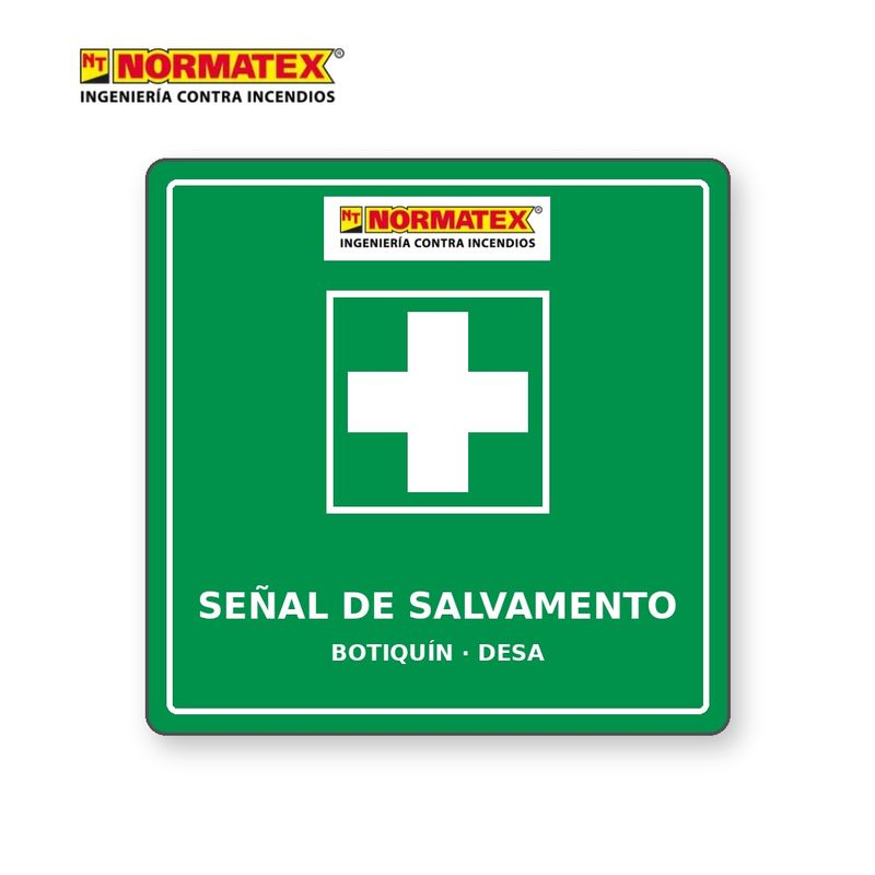 Señal de salvamento (botiquín, DESA, ducha de emergencia)