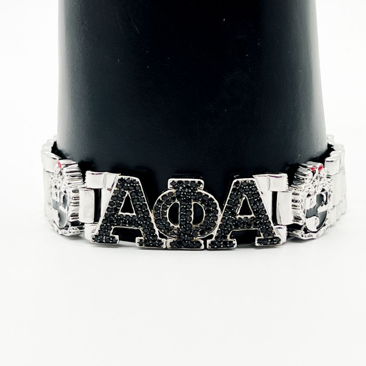 Alpha Black Stone AΦA Watch-Style Bracelet